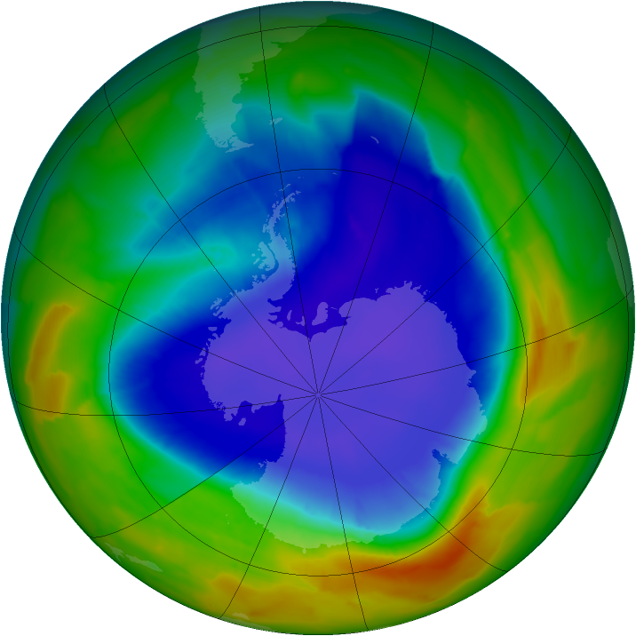 Antarctic ozone map for 24 September 2012